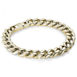 9.4mm Italgem Stainless Steel Men's Yellow Gold Tone Curb Bracelet