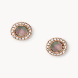 Fossil Rose Gold Plated CZ Stud Earrings