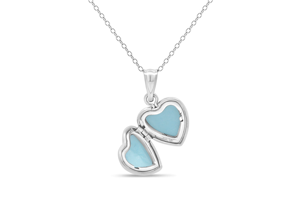 Sterling Silver Diamond Heart Locket Necklace