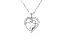 Casablanca Sterling Silver Mom Double Heart Necklace