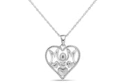 Sterling Silver Mom Heart Necklace