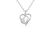 Mother and Child Sterling Silver Double Heart Necklace