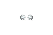 Casablanca Sterling Silver Bezel Set Round Crystal Studs