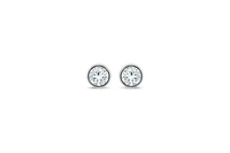 Casablanca Sterling Silver Bezel Set Round Crystal Studs
