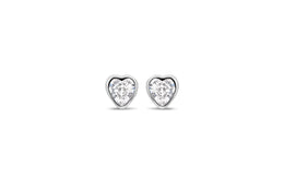 Casablanca Sterling Silver Crystal Heart Stud Earrings