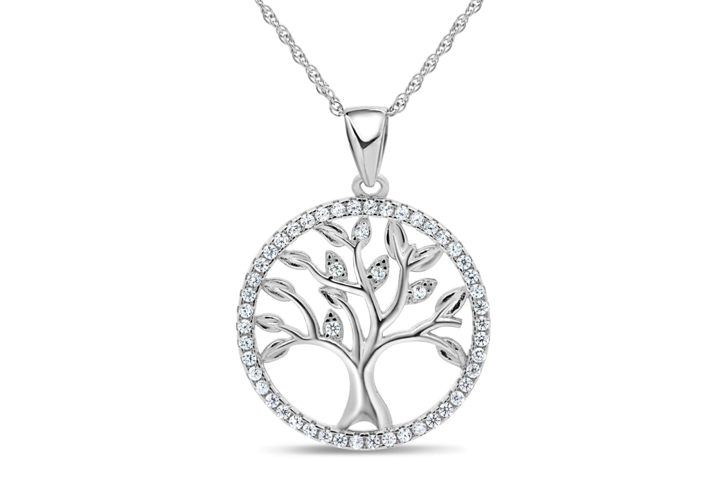 Casablanca Sterling Silver Family Tree Halo Necklace