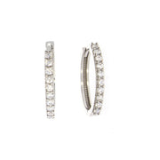 White Gold CZ Hoop Earrings