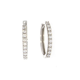 White Gold CZ Hoop Earrings