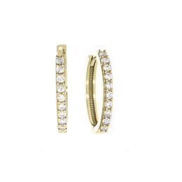 Yellow Gold CZ Hoop Earrings