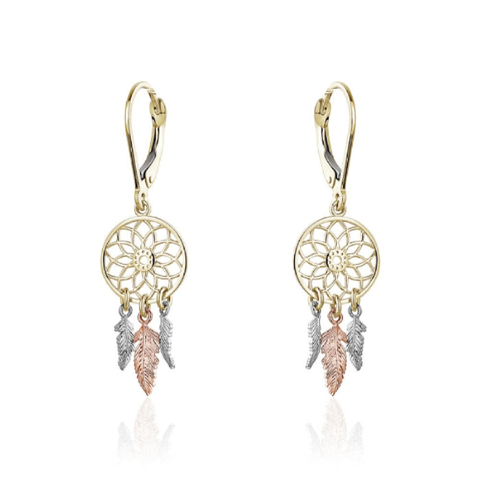10kt Tri-Gold Dream Catcher Earrings