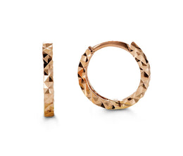 14kt Rose Gold Diamond Cut Hoop Earrings