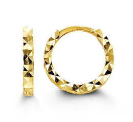 14KT Yellow Gold Diamond Cut Hoop Earrings