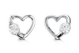 10kt White Gold Heart Stud Earrings