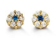 14kt Yellow Gold Aqua Flower Children's Earrings