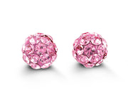 14kt Yellow Gold Pink Sparkle Ball Earrings