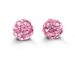 14kt Yellow Gold Pink Sparkle Ball Earrings