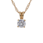 10KT Gold Solitaire CZ Necklace (Available in White Gold or Yellow Gold)