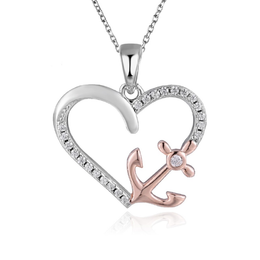 Casablanca Anchored By Love Two-Tone Sterling Silver Anchor Heart Necklace