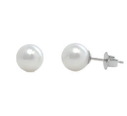 6MM Silver Pearl Stud Earrings