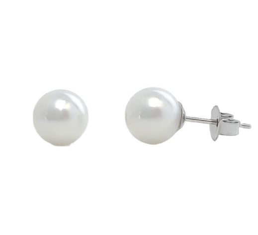 7MM Silver Pearl Stud Earrings