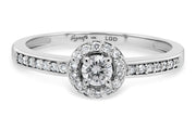 0.50CT Si2 H Natural Round Diamond Halo Engagement Ring in 14KT White Gold