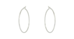 10kt White Gold Diamond Cut Hoops