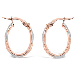 10KT Two Tone White and Rose Gold Hoop Earrings