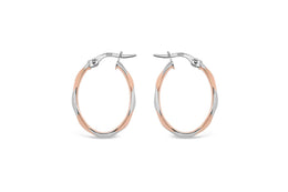 10KT 20MM Two-Tone White and Rose Gold Hoop Earrings