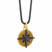 Italgem Stainless Steel Men's Compass Necklace