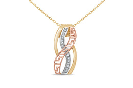 10KT Tri-Tone White Yellow and Rose Gold CZ Slider Pendant