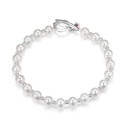 Elle Sterling Silver White Pearl Bracelet