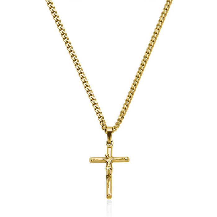 Steelx Stainless Steel Crucifix Gold Cross Necklace