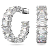 Swarovski Millenia Rhodium Plated Silver Tone Crystal Hoop Earrings