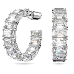 Swarovski Millenia Rhodium Plated Silver Tone Crystal Hoop Earrings