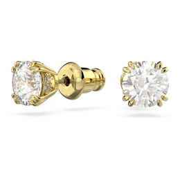 Swarovski Constella Yellow Gold Tone Round Crystal Stud Earrings