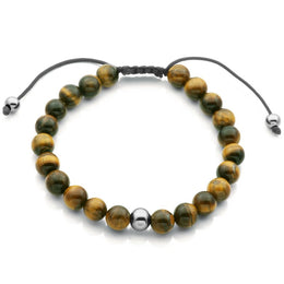 Steelx Stainless Steel Tiger's Eye Beaded Bracelet