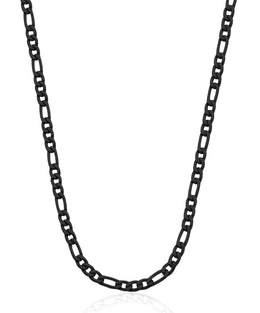 Steelx Stainless Steel Men's Black Figaro 4.5mm 24 Inch Chain