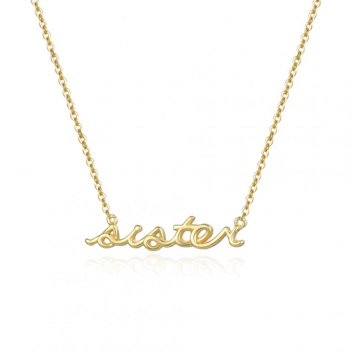 Sterling Silver Sister Necklace: Gold Tone