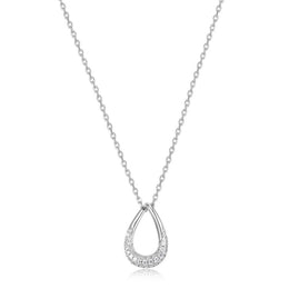 Elle Sterling Silver CZ Pear Drop Necklace