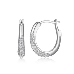 Elle Caramel 17MM CZ Oval Hoop Earrings