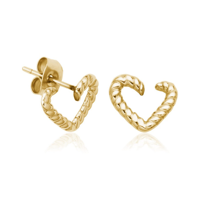 Steelx Twisted Heart Earring: Gold Plated
