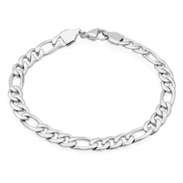 8mm Steelx Stainless Steel Men's Figaro Chain Bracelet