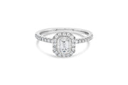 14KT White Gold Natural Diamond Engagement Ring: Emerald Cut
