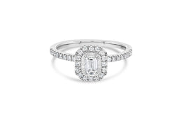 14KT White Gold Natural Diamond Engagement Ring: Emerald Cut
