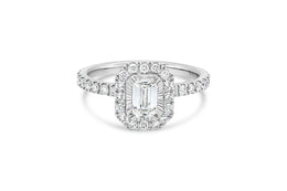 1.25CTW White Gold Natural Diamond Emerald Cut Engagement Ring