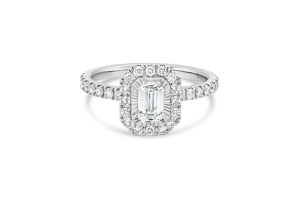 1.25CTW White Gold Natural Diamond Emerald Cut Engagement Ring