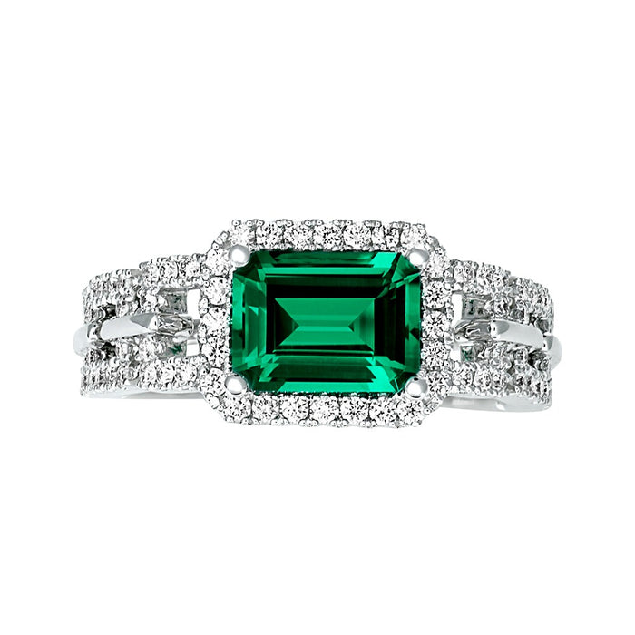 1.31CT Lab Grown Diamond & Emerald Ring