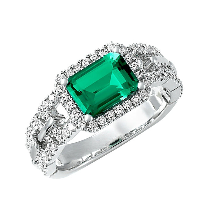 1.31CT Lab Grown Diamond & Emerald Ring