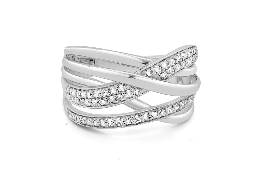 .33CT White Gold Diamond Criss Cross Ring