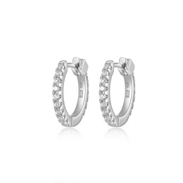 Elle Sterling Silver Stardust 15MM CZ Hoop Earrings